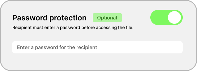 Password protection option with a toggle and a password field