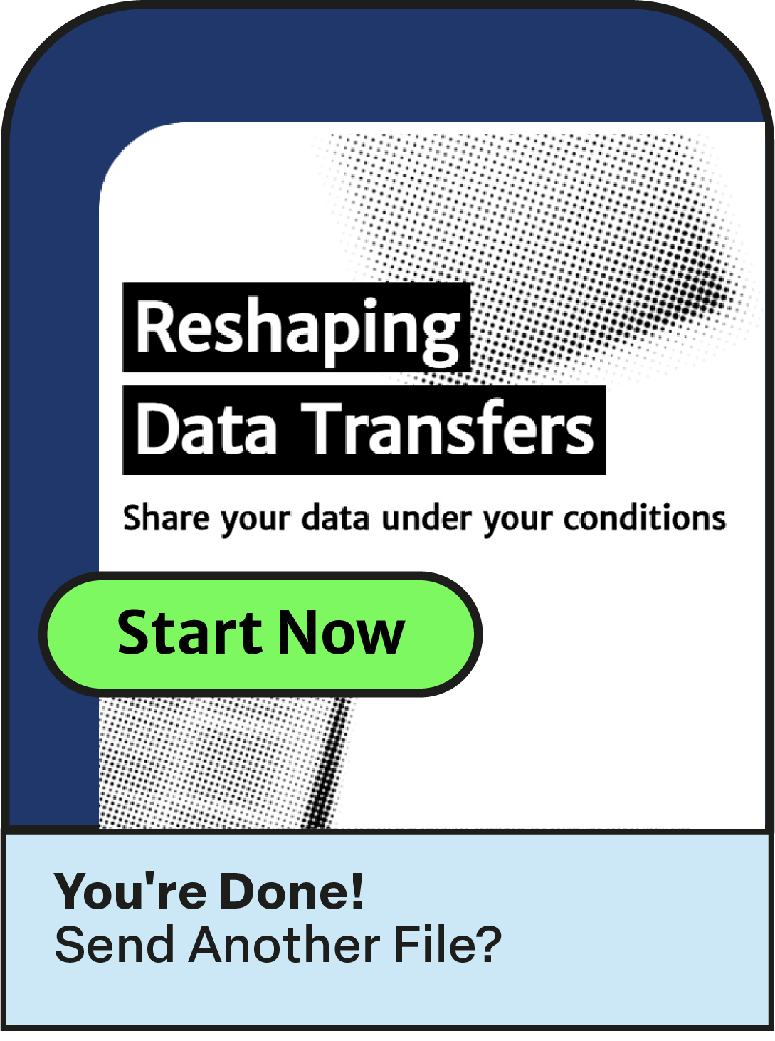 OONOO file transfer interface screenshot showing secure upload process